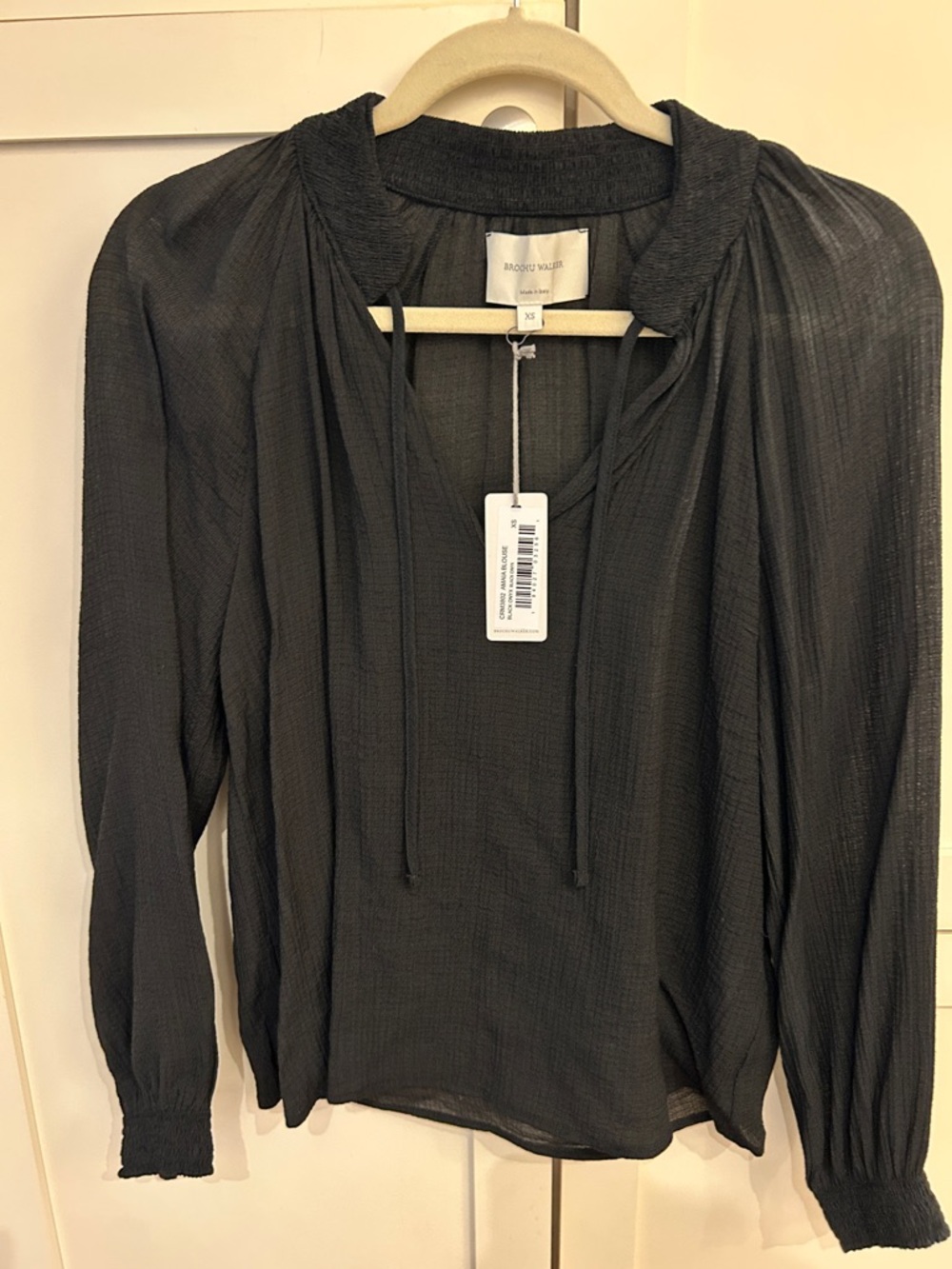 NWT Brochu Walker black “Amaia” blouse, XS.